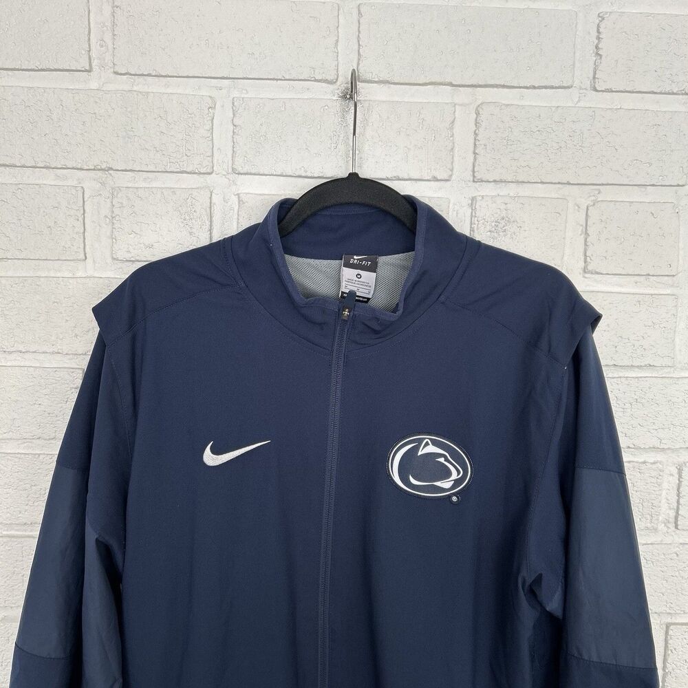 Penn State Nike Dri Fit Performance Track Jacket Zip Up Mens Medium Blue Vented